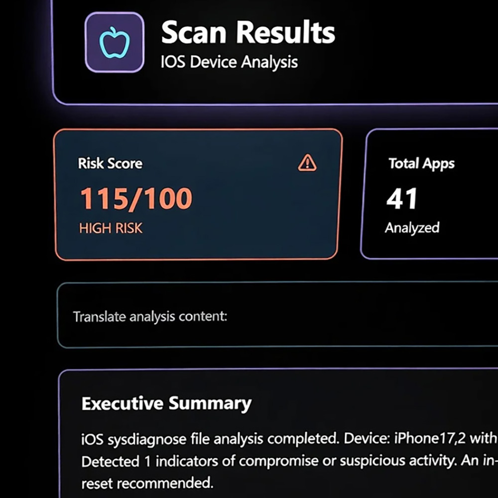 M3-Pro Malware scanner iOS scan result